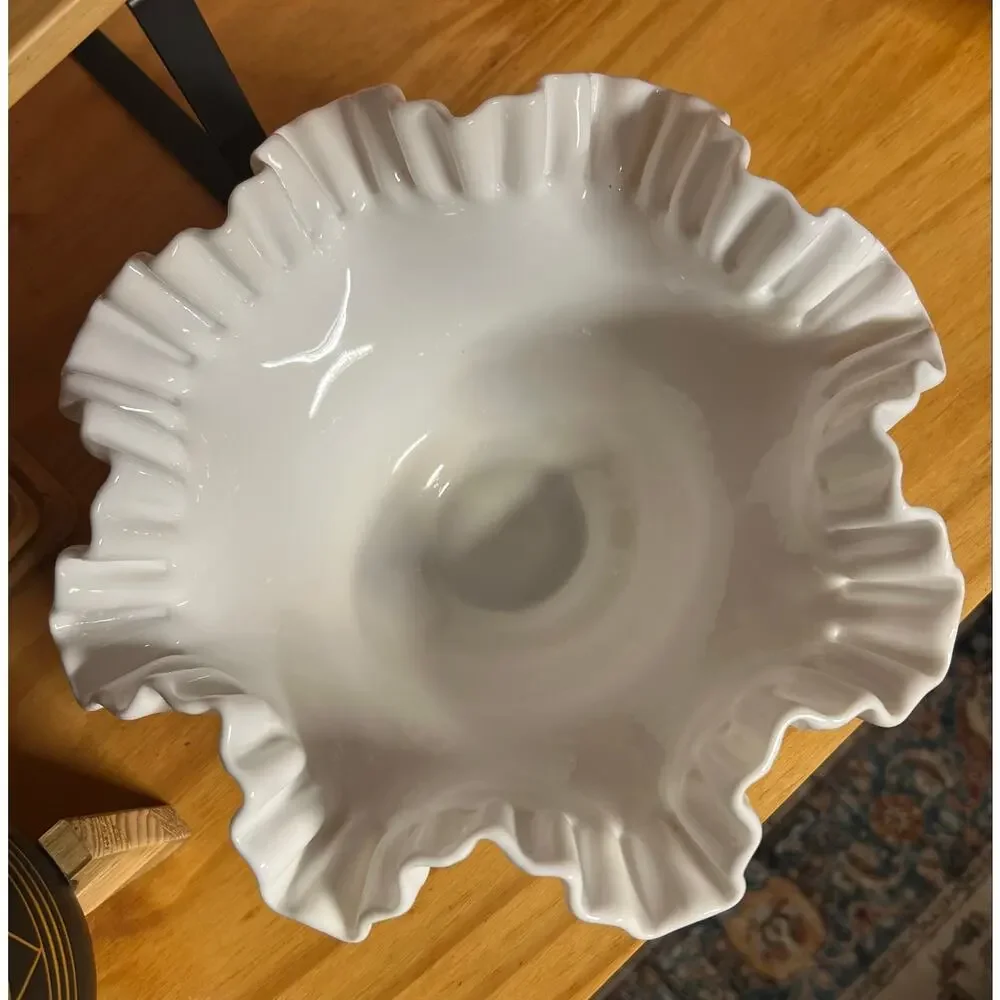 Vintage Fenton Hobnail 9” Double Crimped Top Bowl